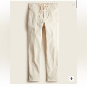 J. Crew High Waist, Tie-Waist Camp Pant in Cream Denim Stripe. Size M.